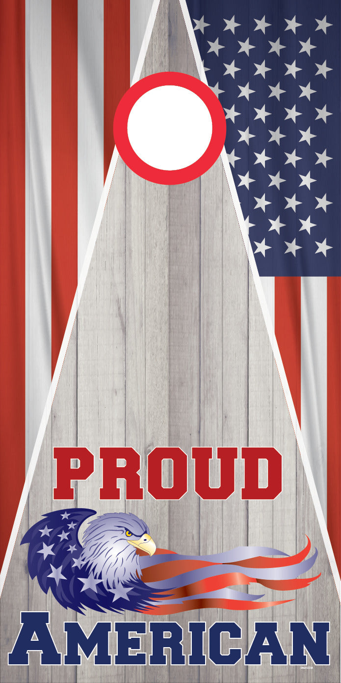 Corn Hole Board Wrap - Proud American Set Cornhole
