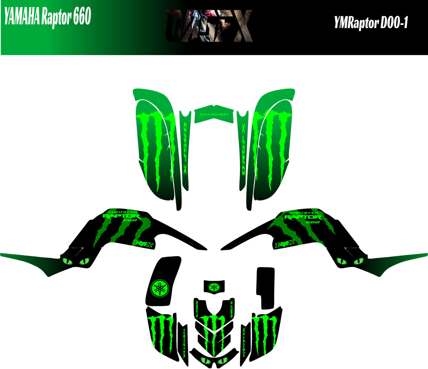 OAGFX Yamaha Raptor 660 Graphics Kit D00-1 Monster