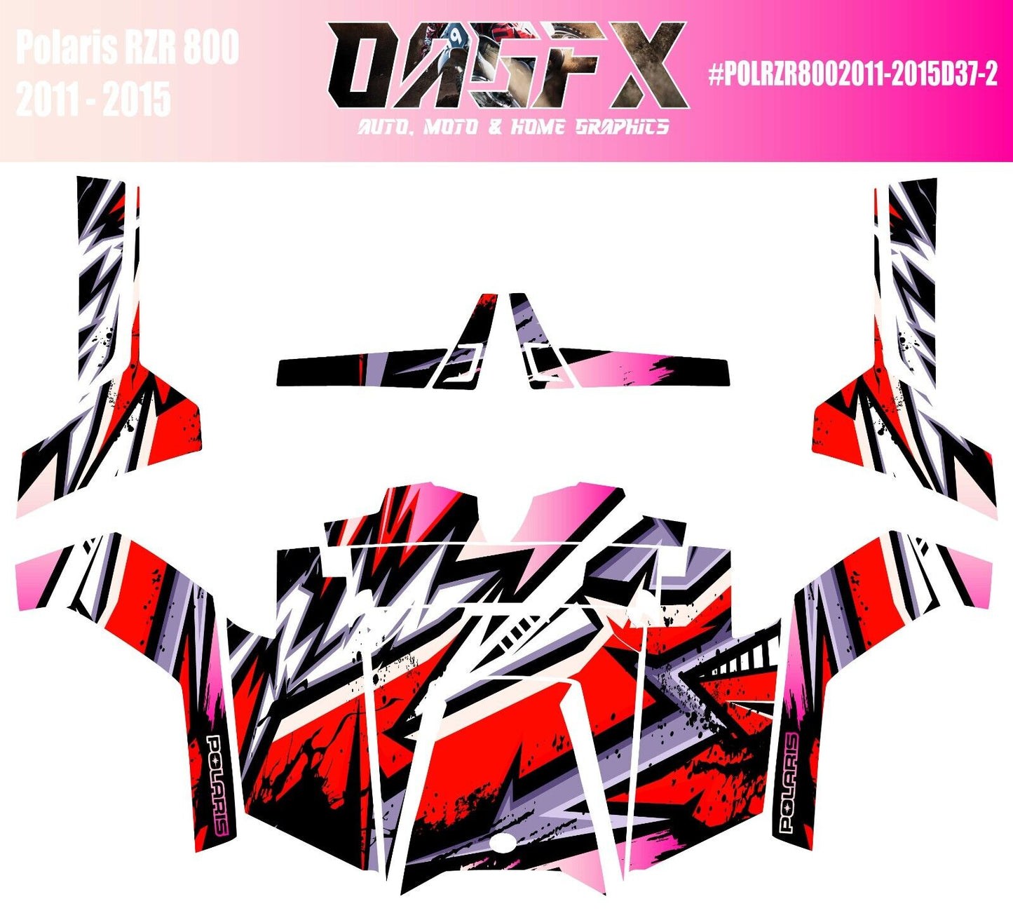 2011 - 2015 Polaris RZR 800 UTV Graphics Kit D37-2 Red