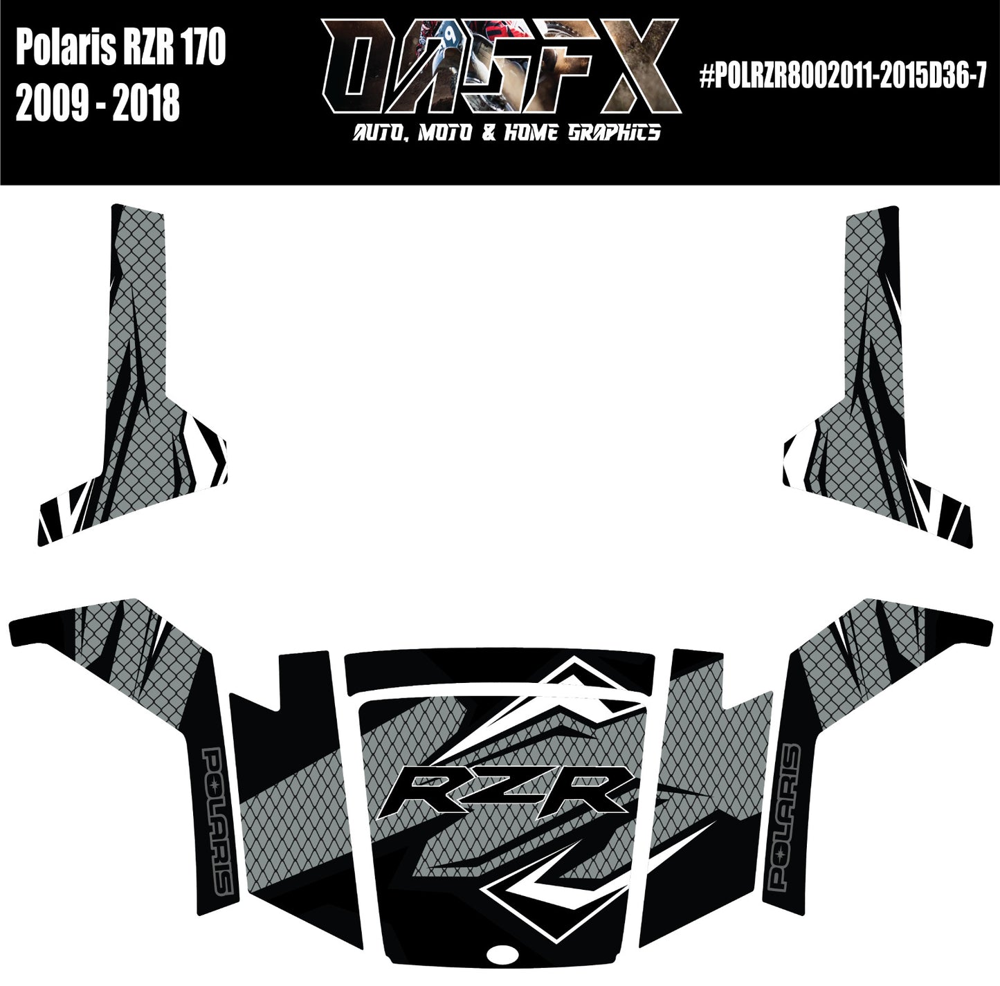 2009 - 2018 Polaris RZR 170 UTV Graphics Kit D36-7 Black