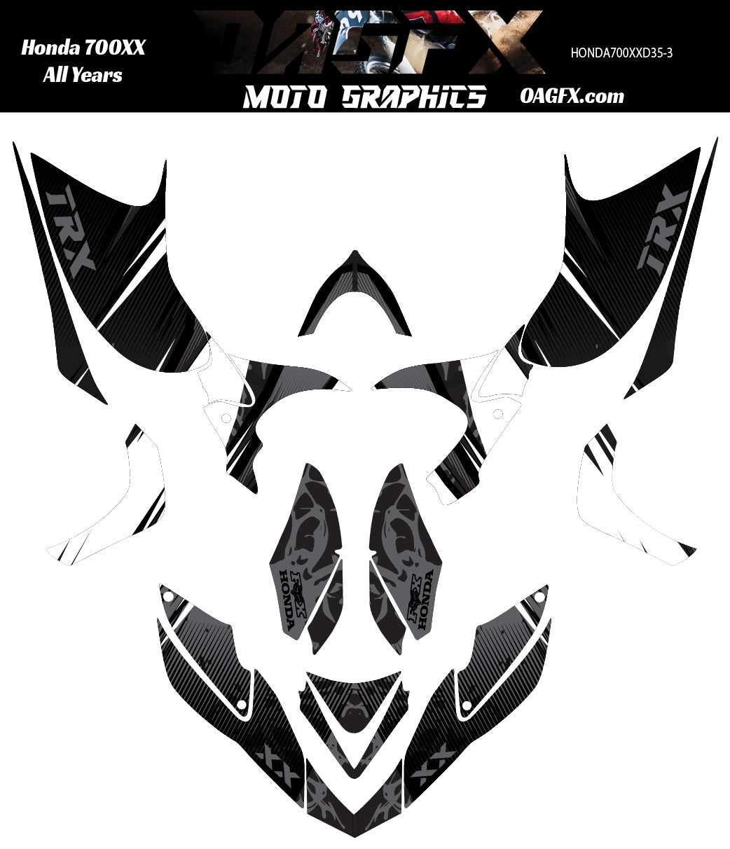 Honda TRX 700XX Graphics Kit All Years- Pro Ed D35-5 Stealth