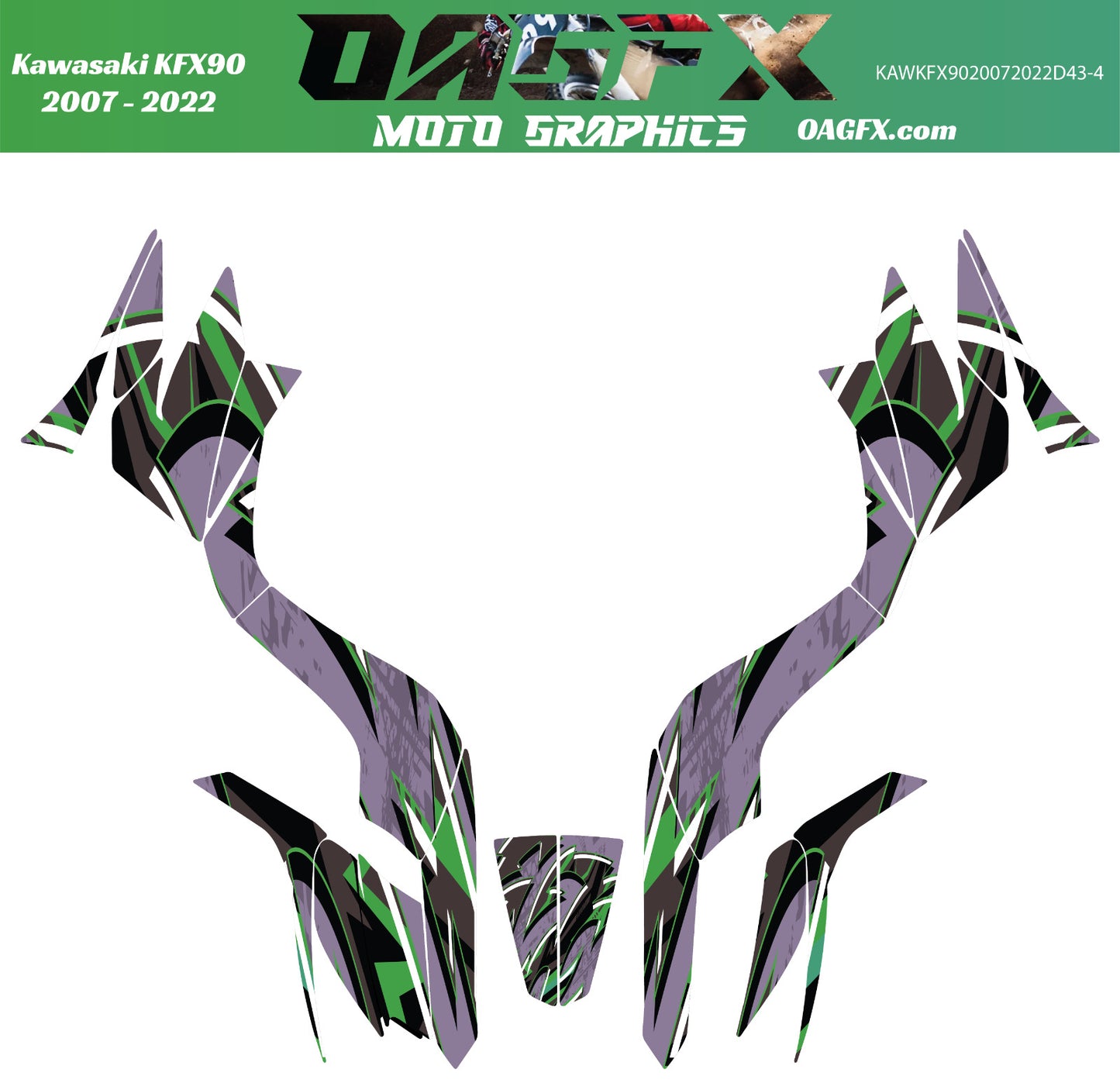 2007 - 2022 Kawasaki KFX 50 90 Graphic Kit -  D43-4 Green