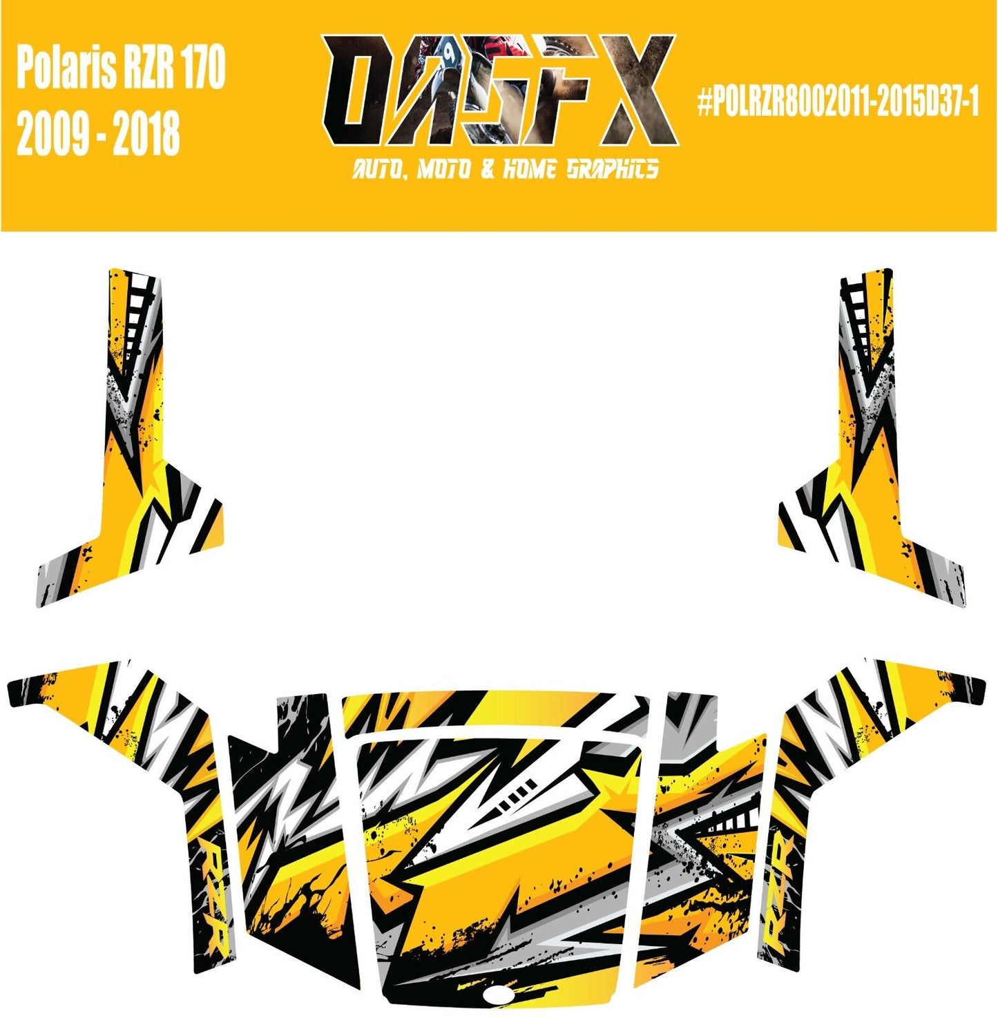 2009 - 2018 Polaris RZR 170 UTV Graphics Kit D37-1 Yellow