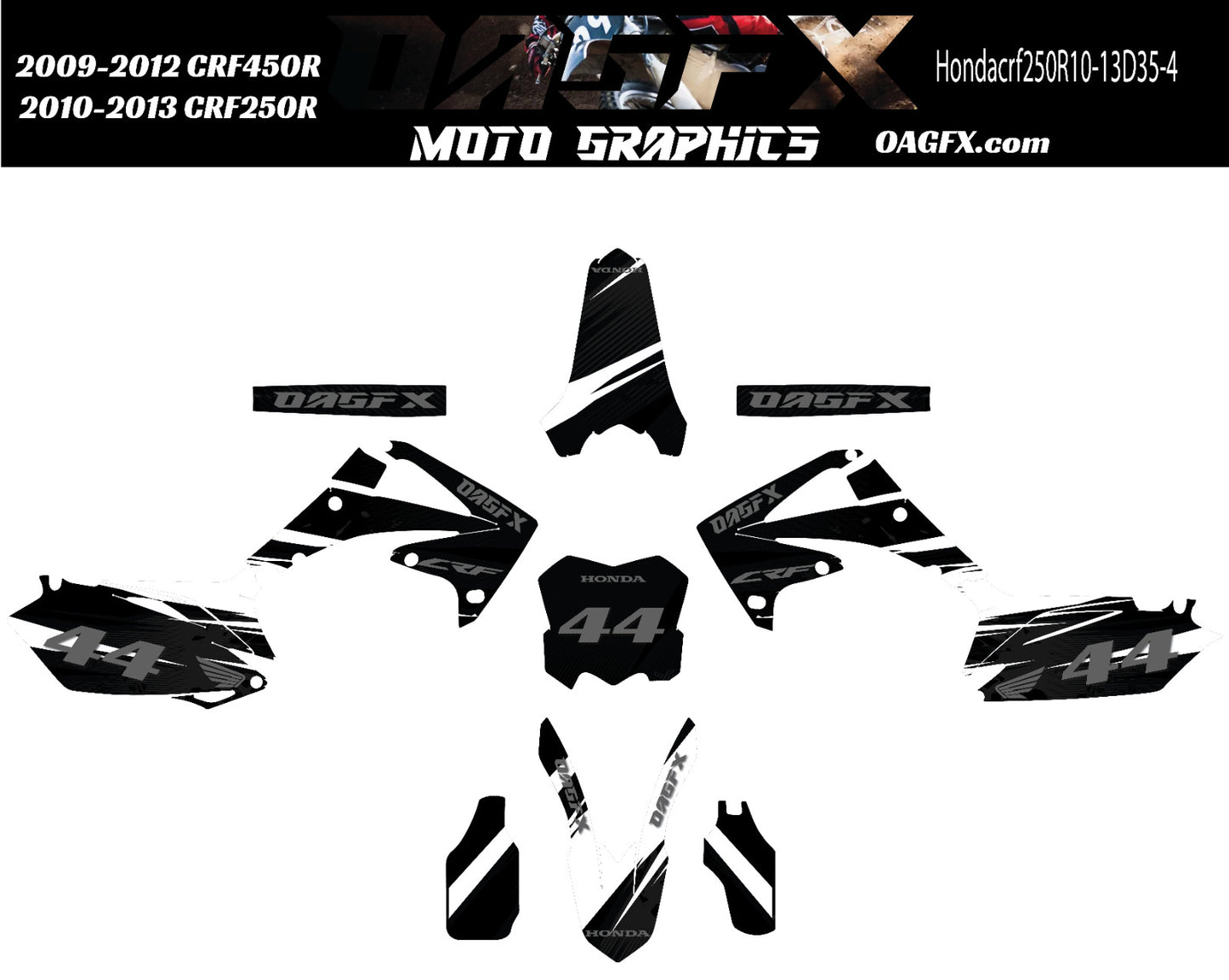 2009 -12 CRF450 2010-13 CRF250R  Graphics Kit - Pro Ed D35-4 Stealth Black