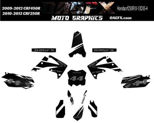 2009 -12 CRF450 2010-13 CRF250R  Graphics Kit - Pro Ed D35-4 Stealth Black