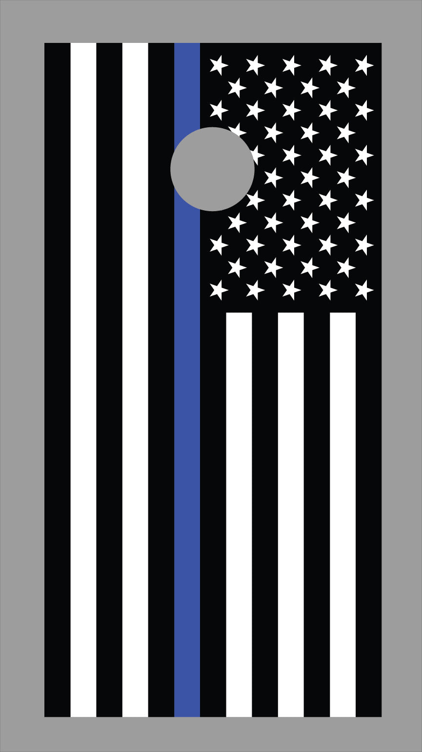 Corn Hole Board Wrap - Police Thin Blue Line Cornhole
