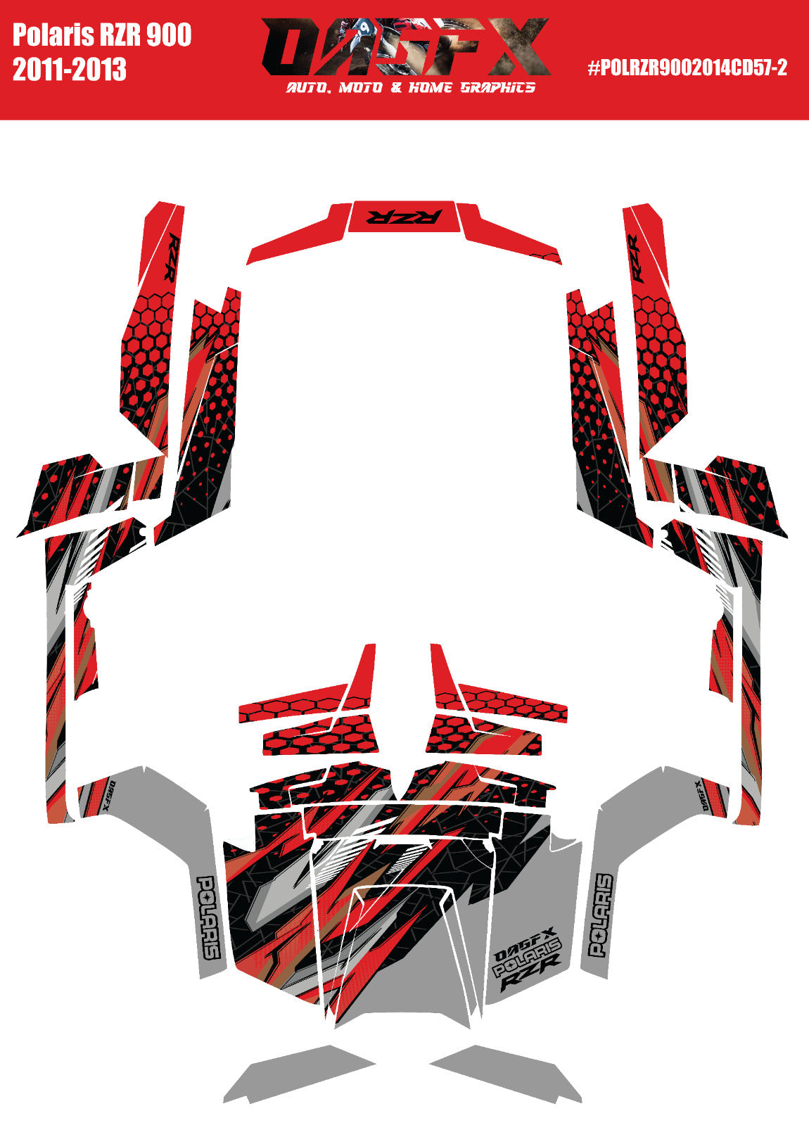 2011 - 2013 Polaris RZR 900 Graphics Kit D57-2 Red