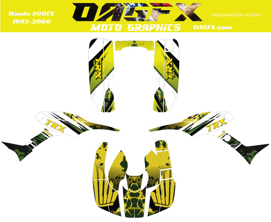 1993 - 2006 Honda TRX 300 EX Graphics Kit - Pro Ed D35-2 Yellow