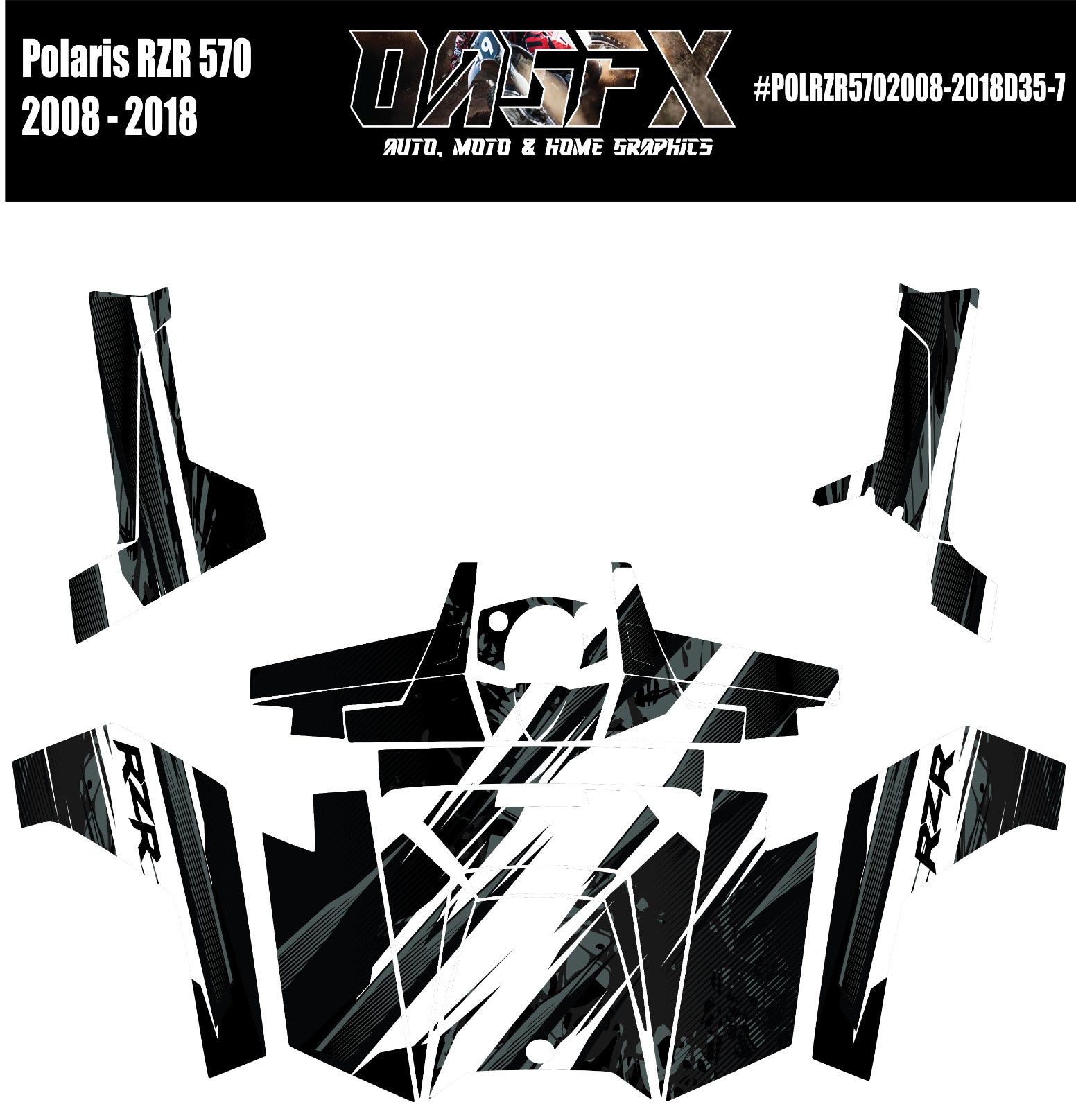 2008 - 2018 Polaris RZR 570 UTV Graphics Kit D35-7 Stealth