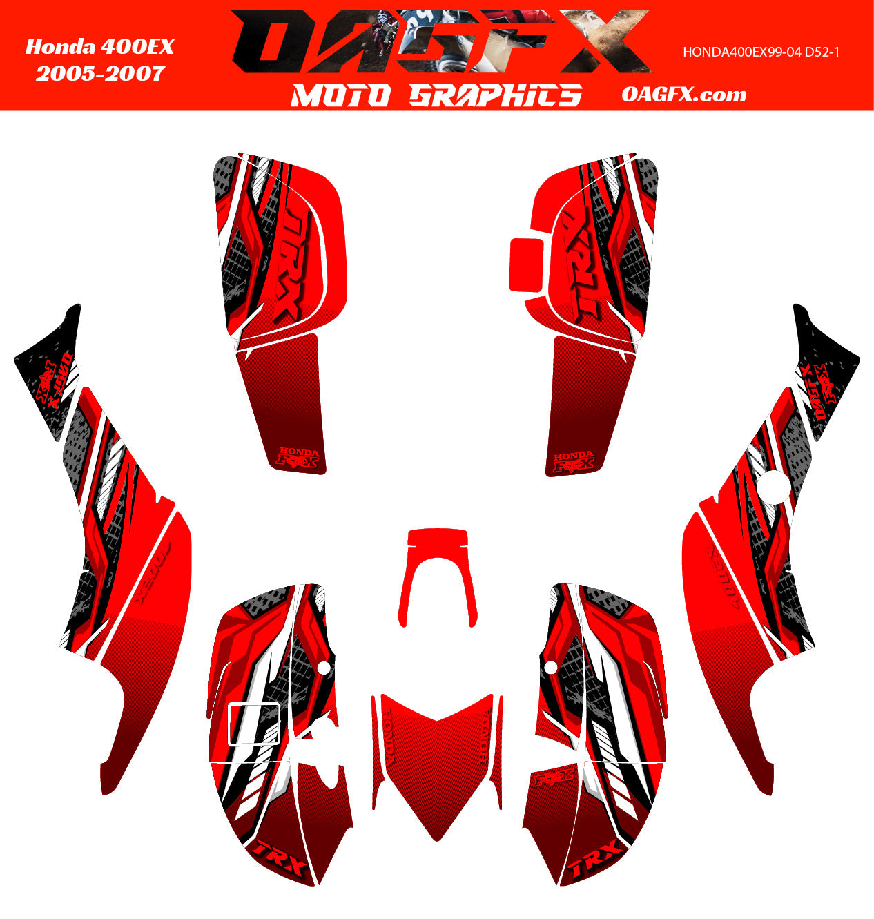 2005-2007 Honda TRX 400 EX Graphics Kit - Pro Ed D52-1 Red