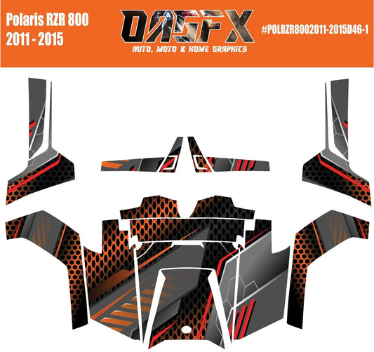 2011 - 2015 Polaris RZR 800 UTV Graphics Kit D46-1 Orange