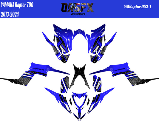 2013 - 2024 Yamaha Raptor 700 Graphics Kit D52-1 Blue