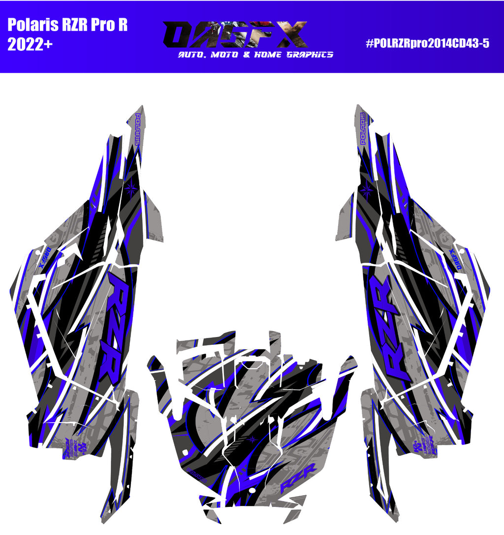 2022-2024 Polaris RZR Pro R OAGFX Graphics Kit D43-5 Blue