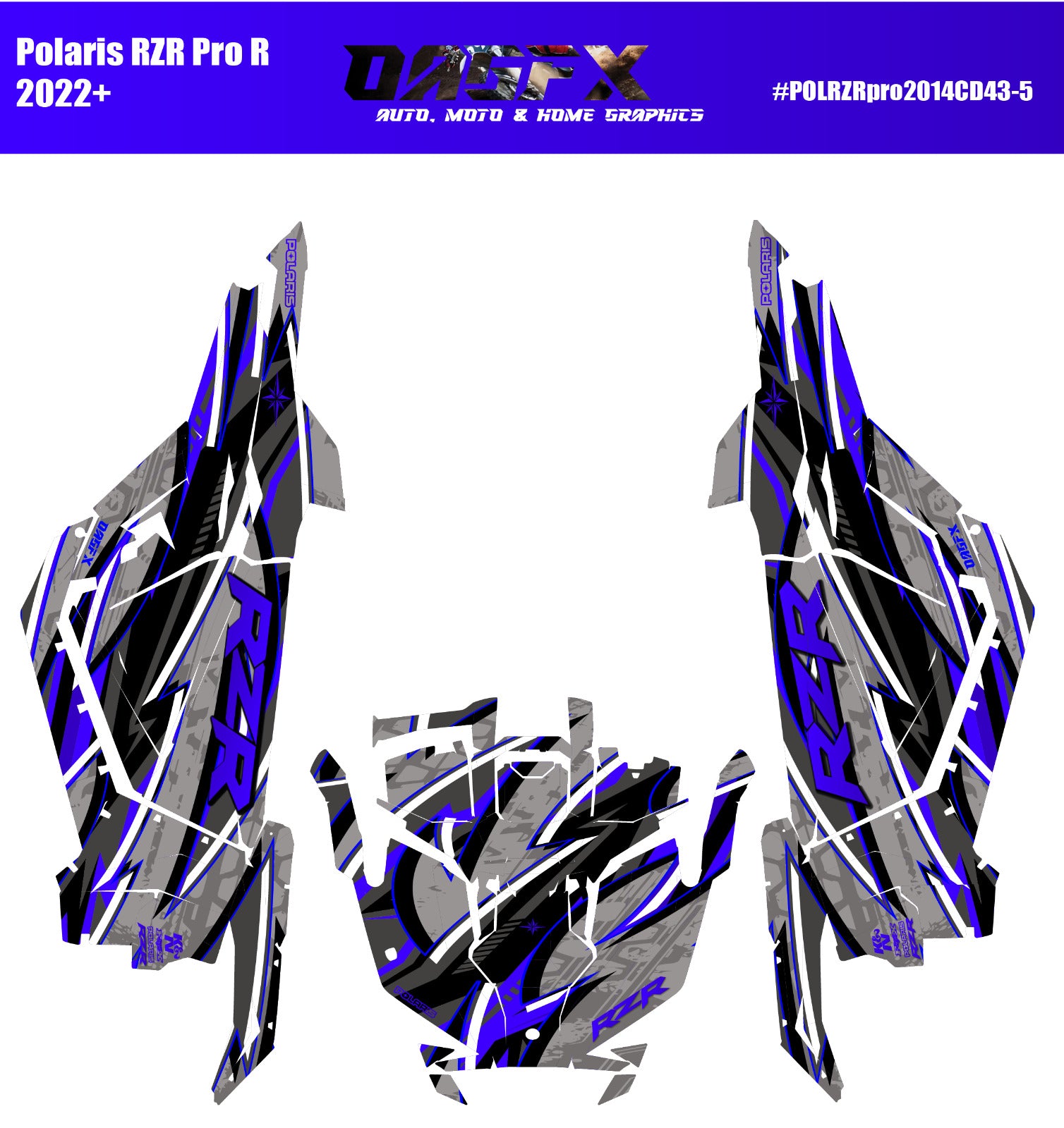 2022-2024 Polaris RZR Pro R OAGFX Graphics Kit D43-5 Blue