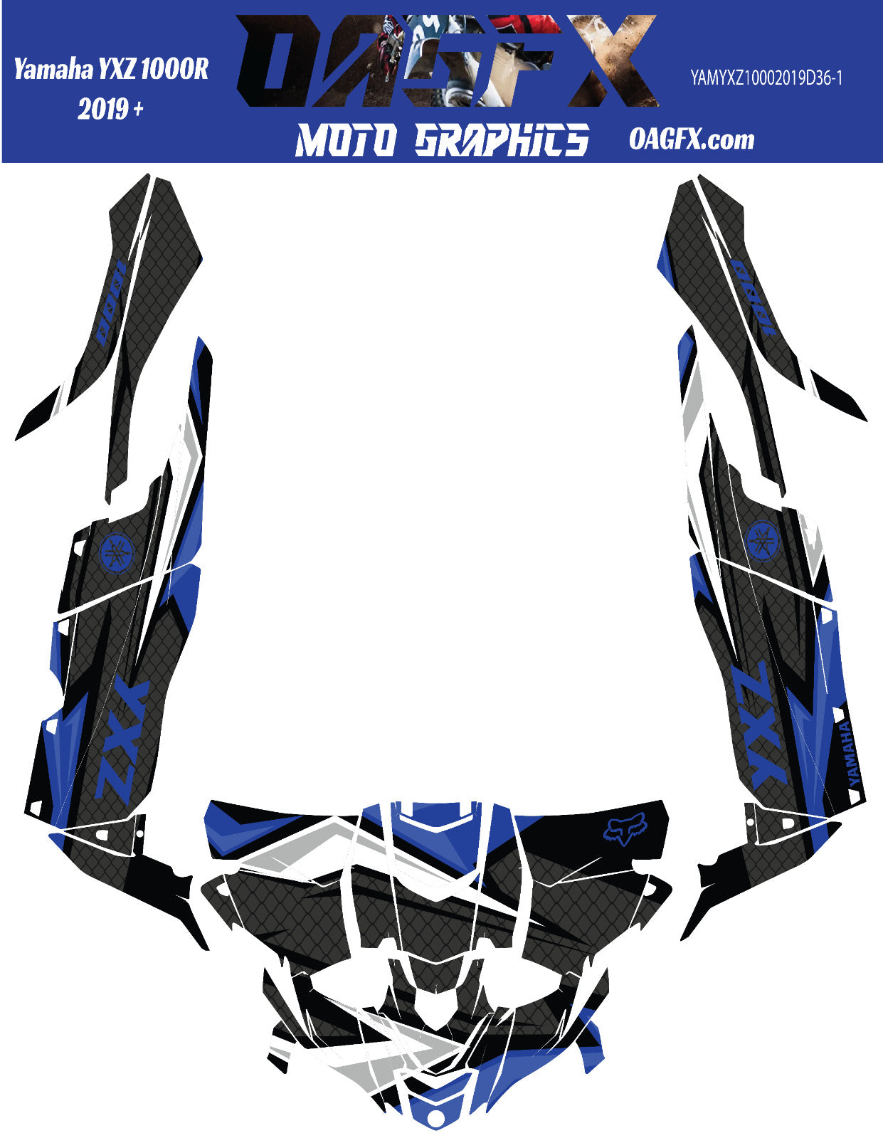2019 + OAGFX Yamaha YXZ 1000 Graphics Kit D36-1 Blue