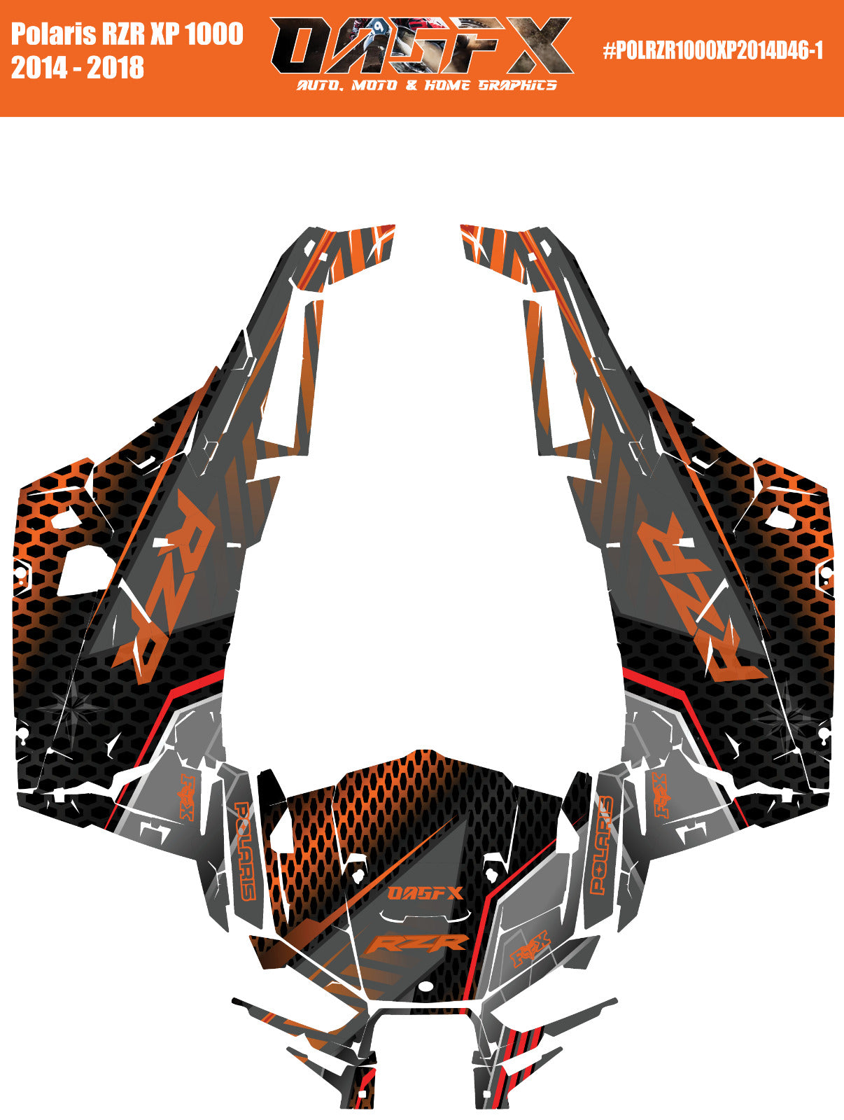 2014 - 2018 Polaris RZR XP 1000 Graphics Kit D46-1 Orange