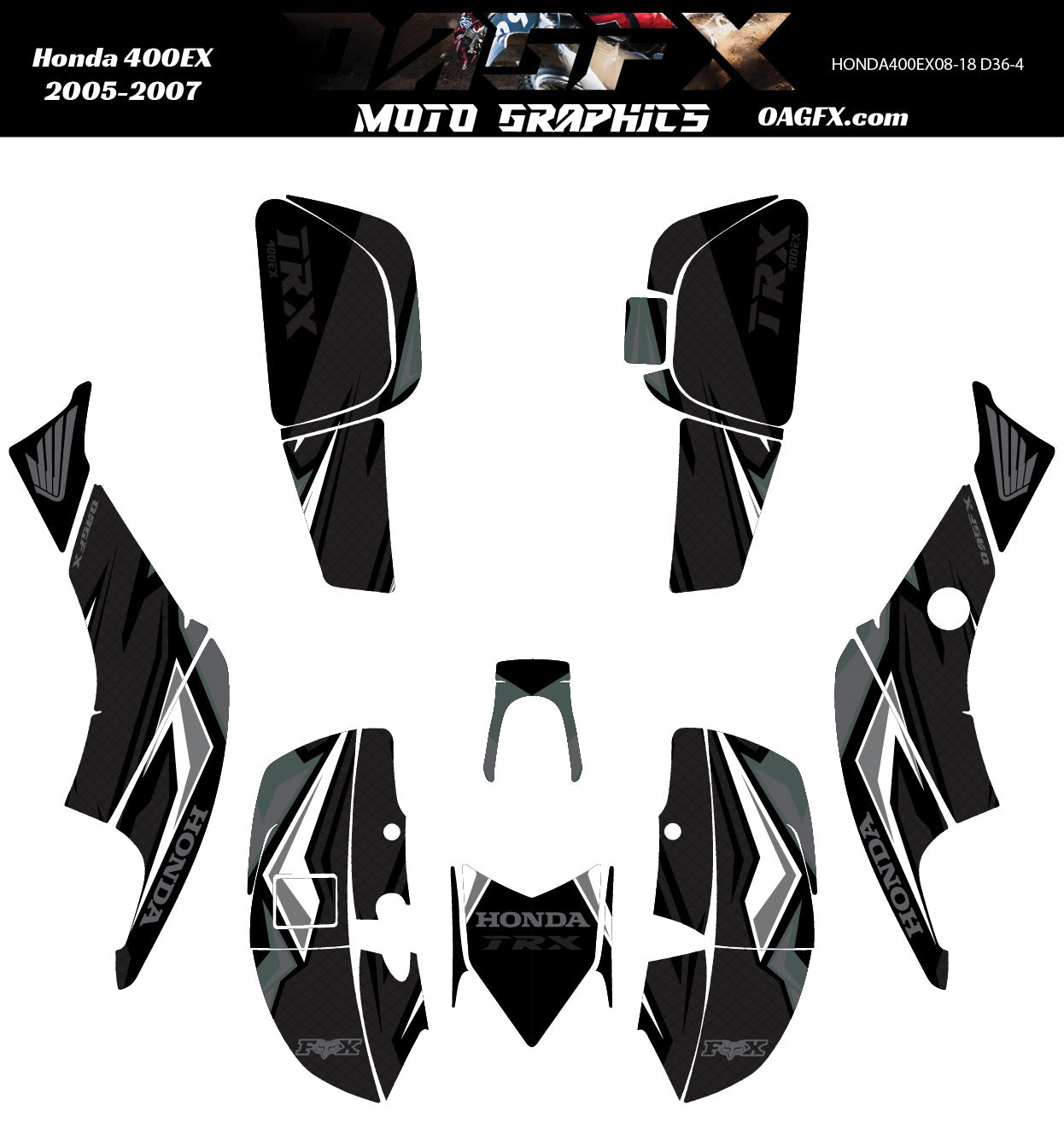 2005-2007 Honda TRX 400 EX Graphics Kit - Pro Ed D36-4 Stealth