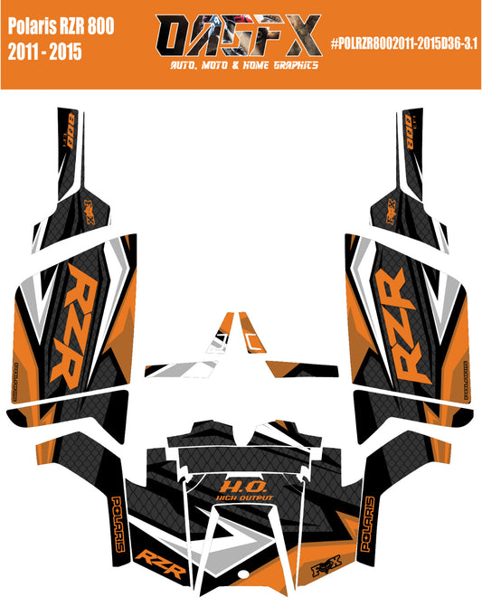 2011 - 2015 Polaris RZR 800 Graphics Kit D36-3.1