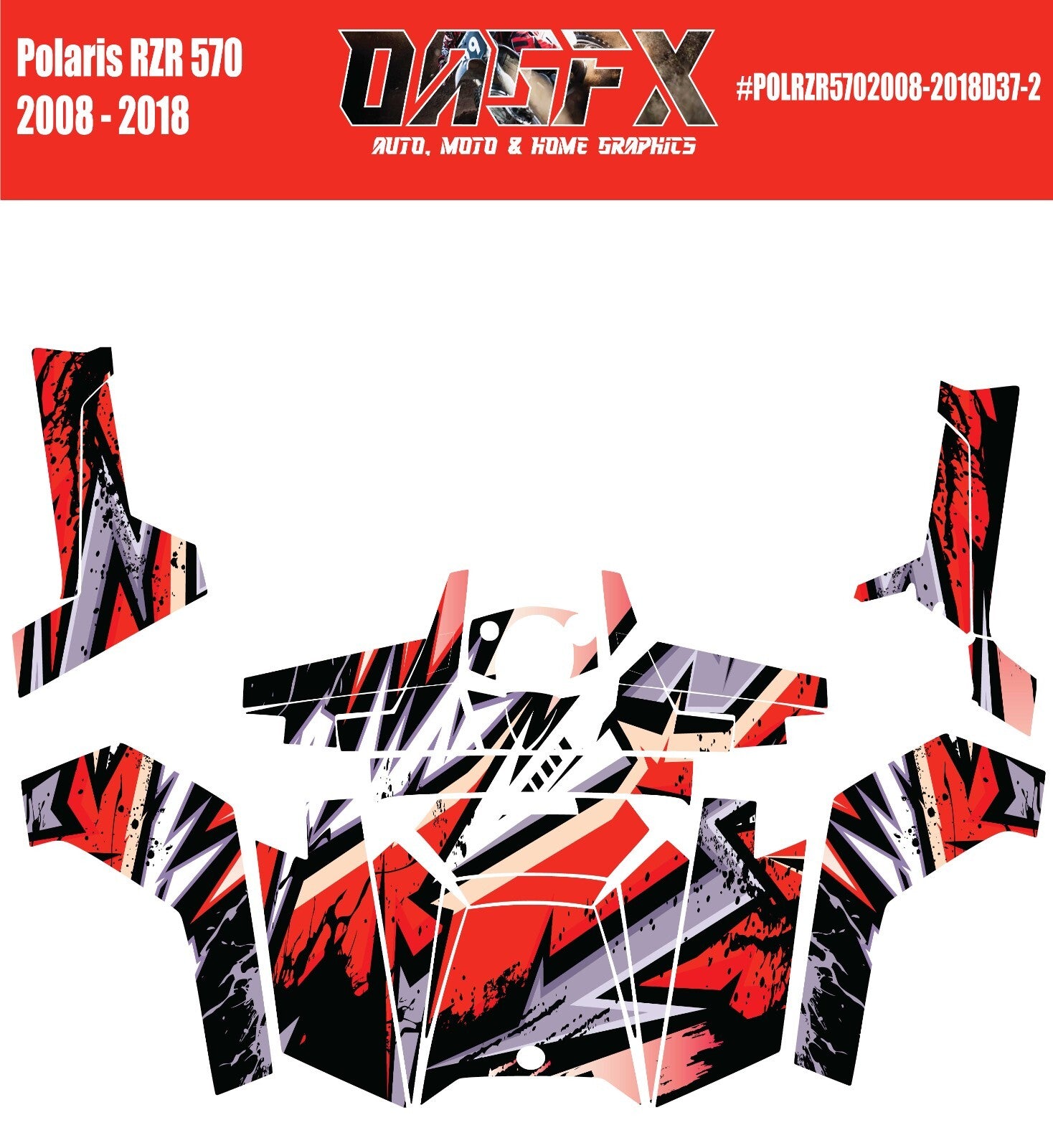 2008 - 2018 Polaris RZR 570 UTV Graphics Kit D37-2 Red