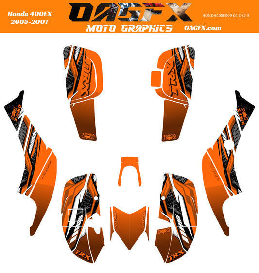 2005-2007 Honda TRX 400 EX Graphics Kit - Pro Ed D52-3 Orange