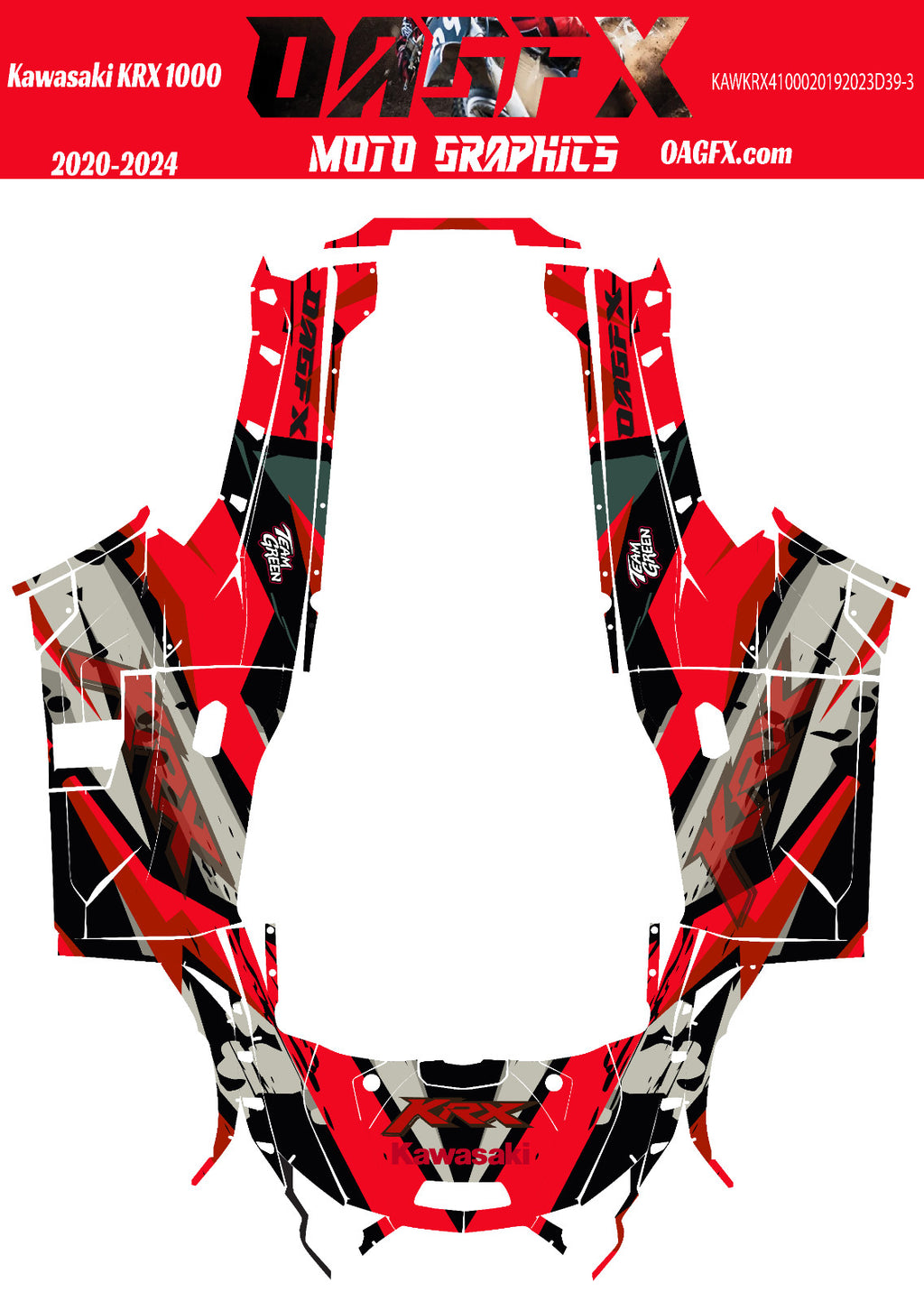 2019 - 2023 Kawasaki Teryx KRX 1000 Graphic Kit - Pro Edition D39-3 Red