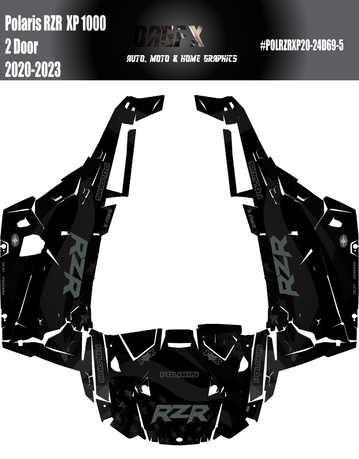 2019 - 2023 Polaris RZR XP 1000 Graphics Kit D69-4 USA Stealth Black