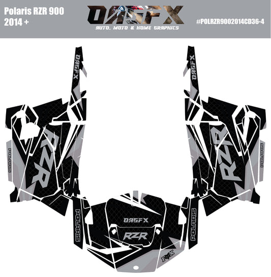 2014 + Polaris RZR 900  Graphics Kit D36-4 Grey