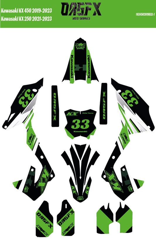 2019-2023 Kawasaki KX 450 AI Pre Made Customizable Design Vector D33-1