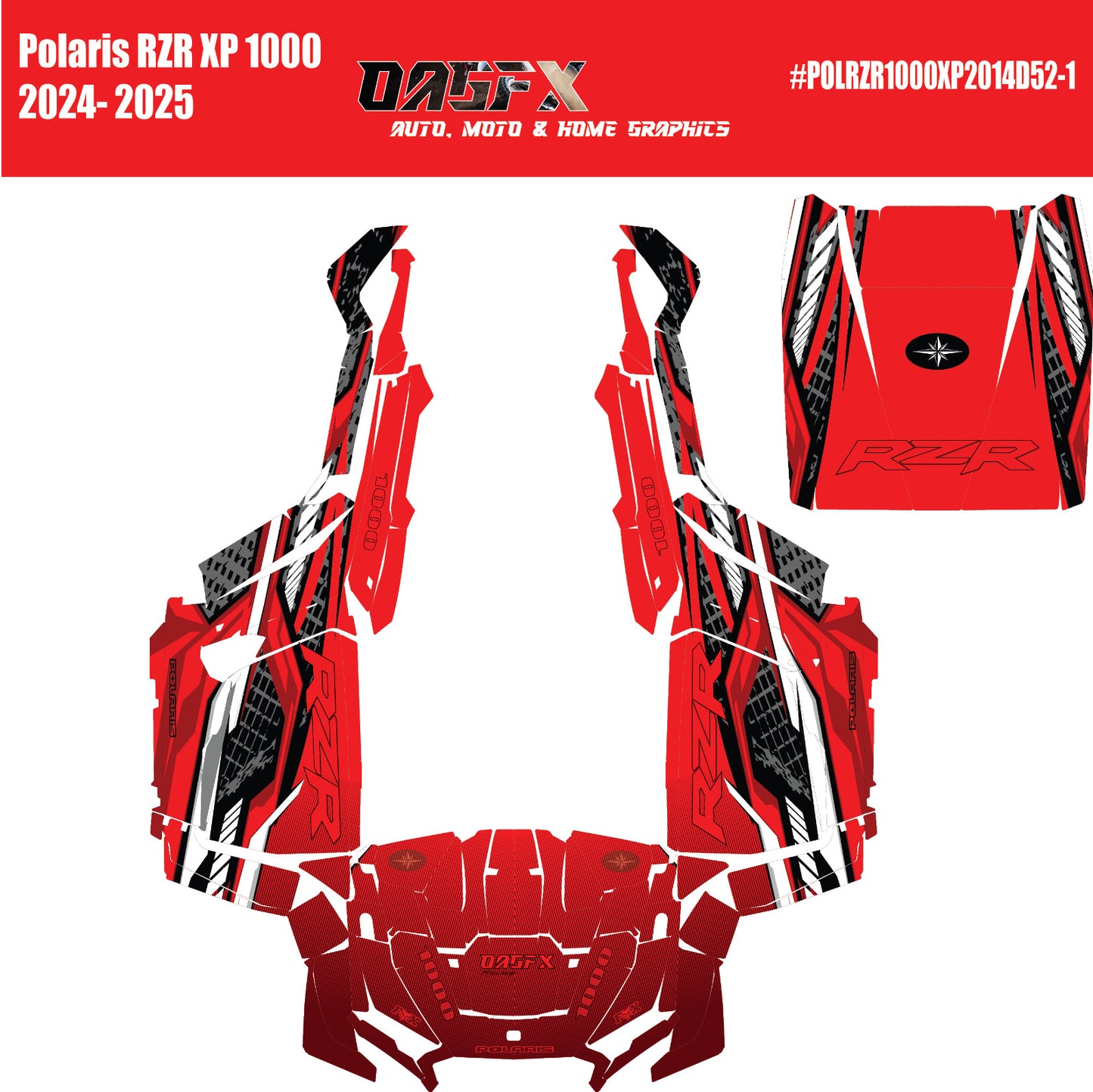 2024-2025 Polaris RZR XP 1000 Graphics Kit D52-1 Red OAGFX