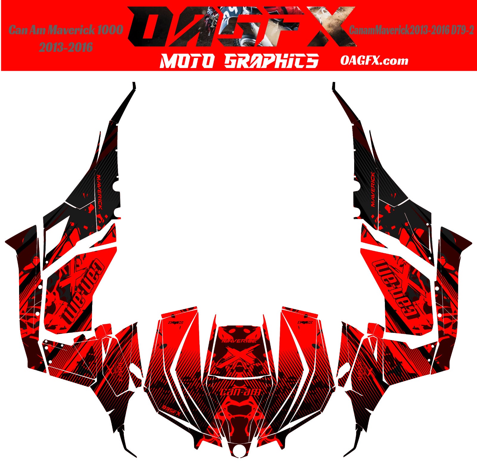 2013-2016 Can Am Maverick 1000 R  OAGFX Racing Graphics Kit  D79-2 Red