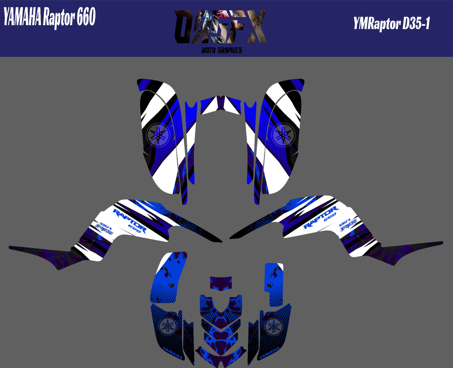 OAGFX Yamaha Raptor 660 Graphics Kit D35-1 Blue