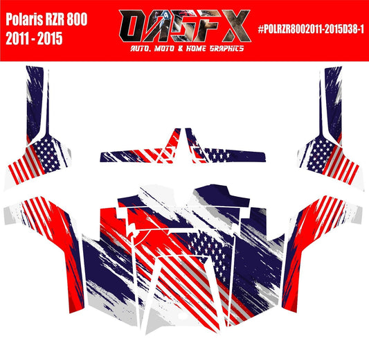 2011 - 2015 Polaris RZR 800 UTV Graphics Kit D38-1 American Flag