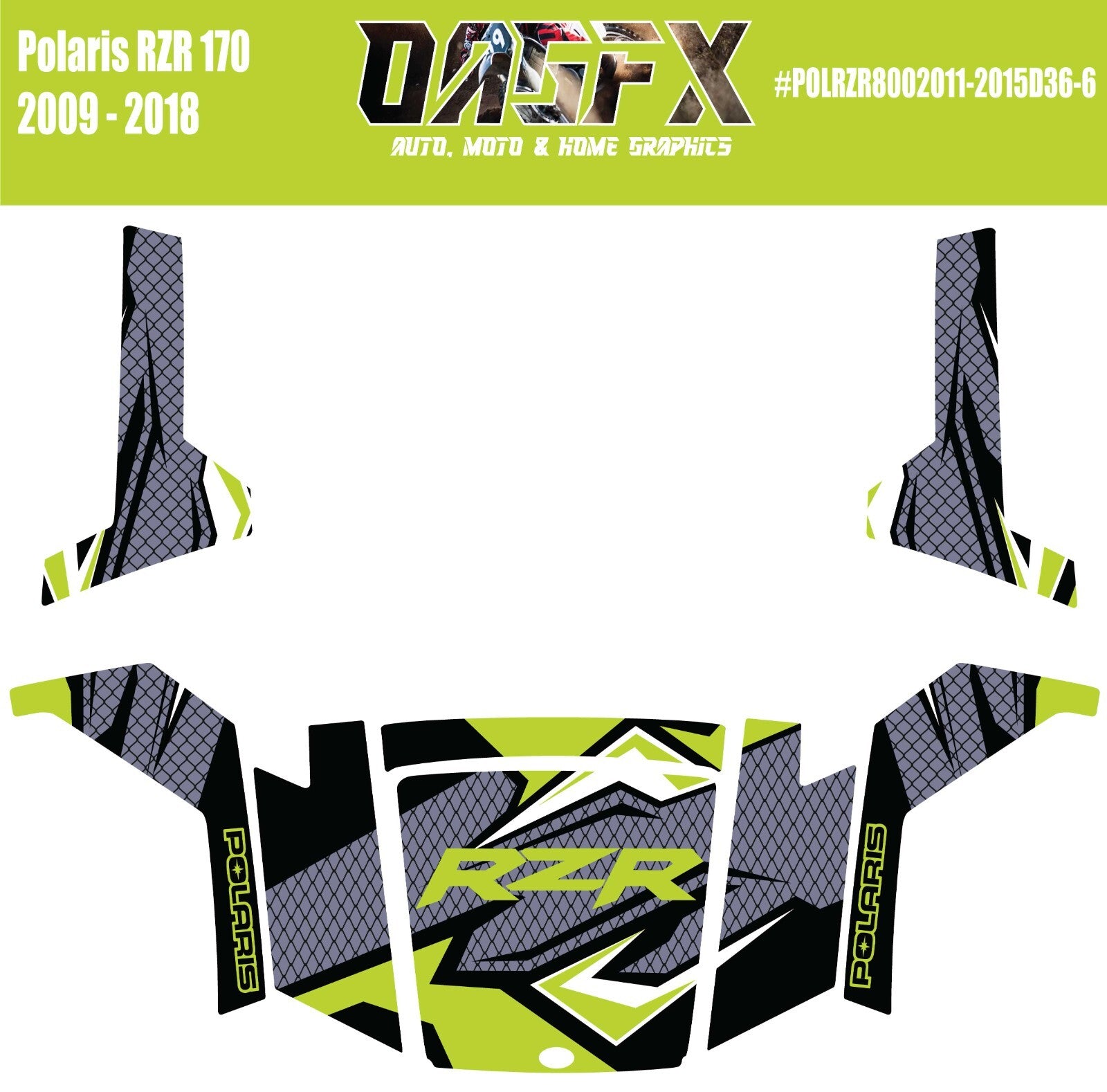 2009 - 2018 Polaris RZR 170 UTV Graphics Kit D36-6 Yellow