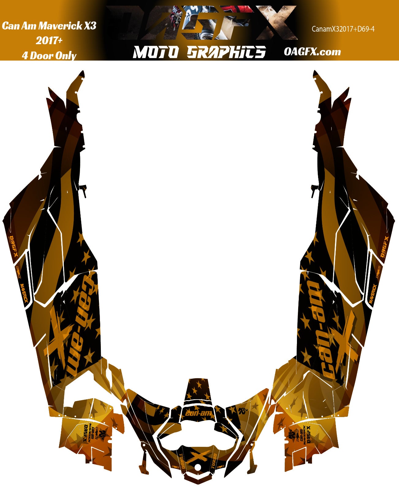 2017-2024 Can Am X3 Max 4 Door Maverick RR DS Graphics Kit   D69-4 Flag