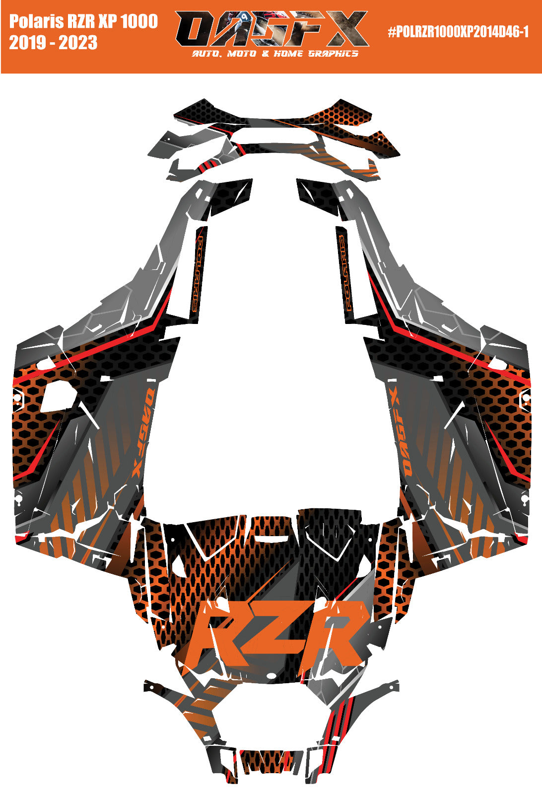 2019 - 2023 Polaris RZR XP 1000 Graphics Kit D46-1 Orange OAGFX