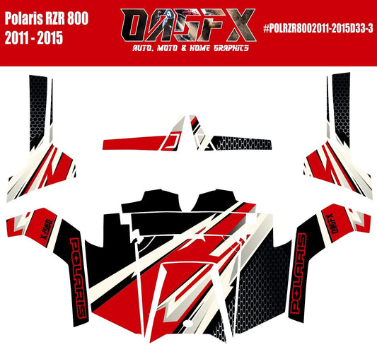 2011 - 2015 Polaris RZR 800 Graphics Kit D33-3 Red