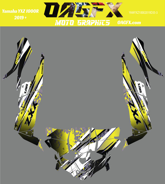 2019 + OAGFX Yamaha YXZ 1000 Graphics Kit D35-3 Yellow