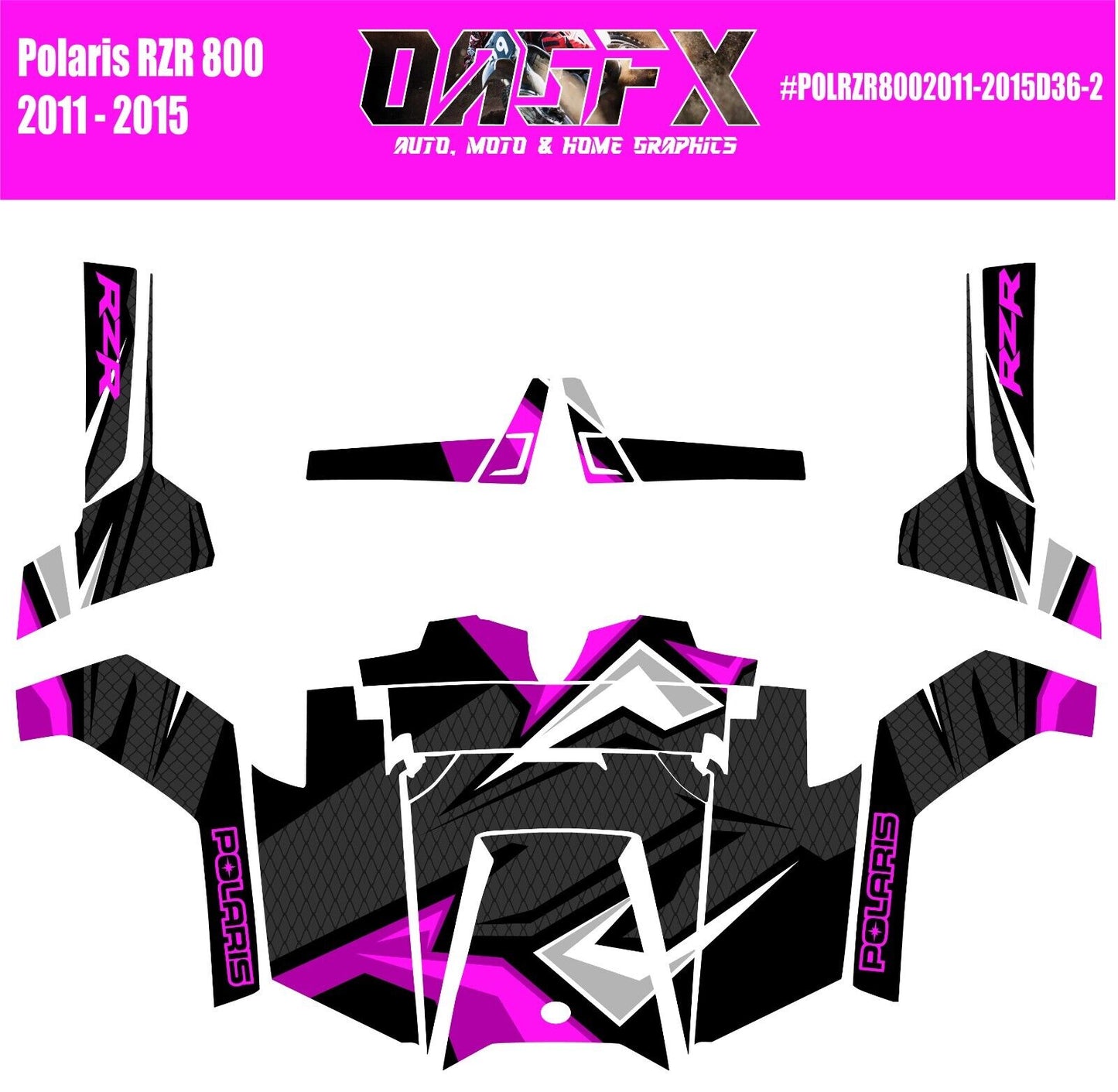 2011 - 2015 Polaris RZR 800 Graphics Kit D36-2 Purple