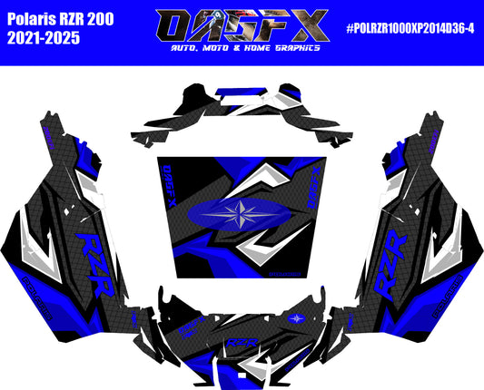 2021-2025 Polaris RZR 200 EFI UTV Graphics Kit D36-4 Blue