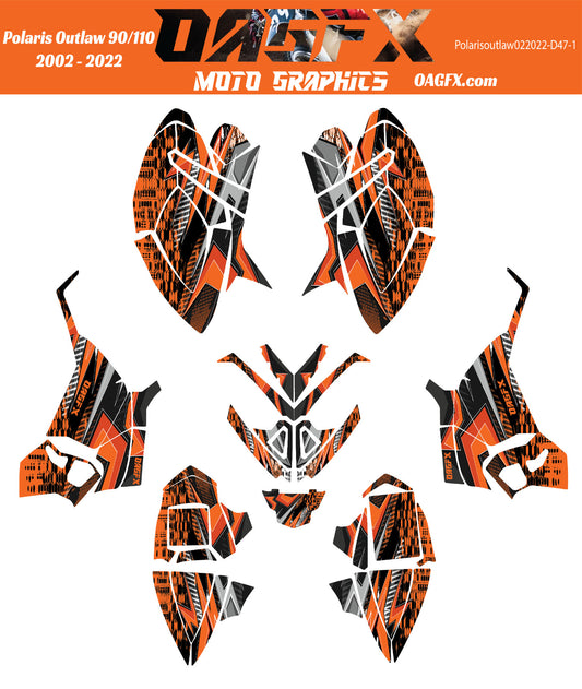 2002 - 2022 Polaris Outlaw 90 110 Graphic Kit -  D47-1 Orange