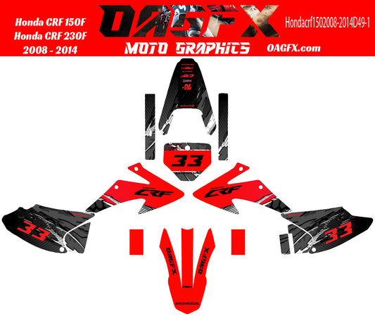 2008-2014 Honda CRF 150F 230F Graphics Kit - Pro Ed D49-1