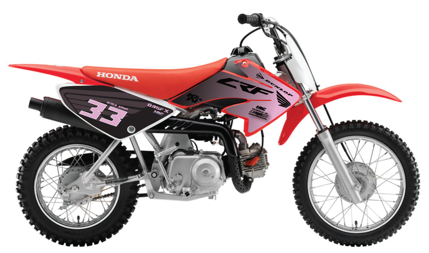 2003-2013 Honda CRF70 Graphics Kit - Pro Ed D0F-2 CRF 70 Fade Pink