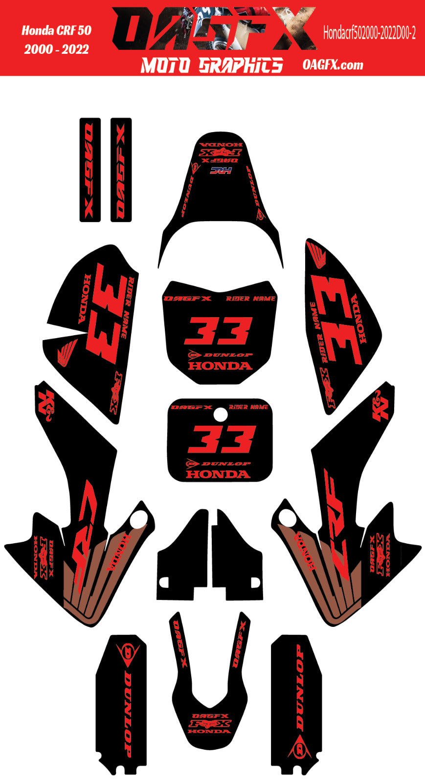 2000-2022 Honda CRF50 Graphics Kit - Pro Ed D00-2 CRF 50