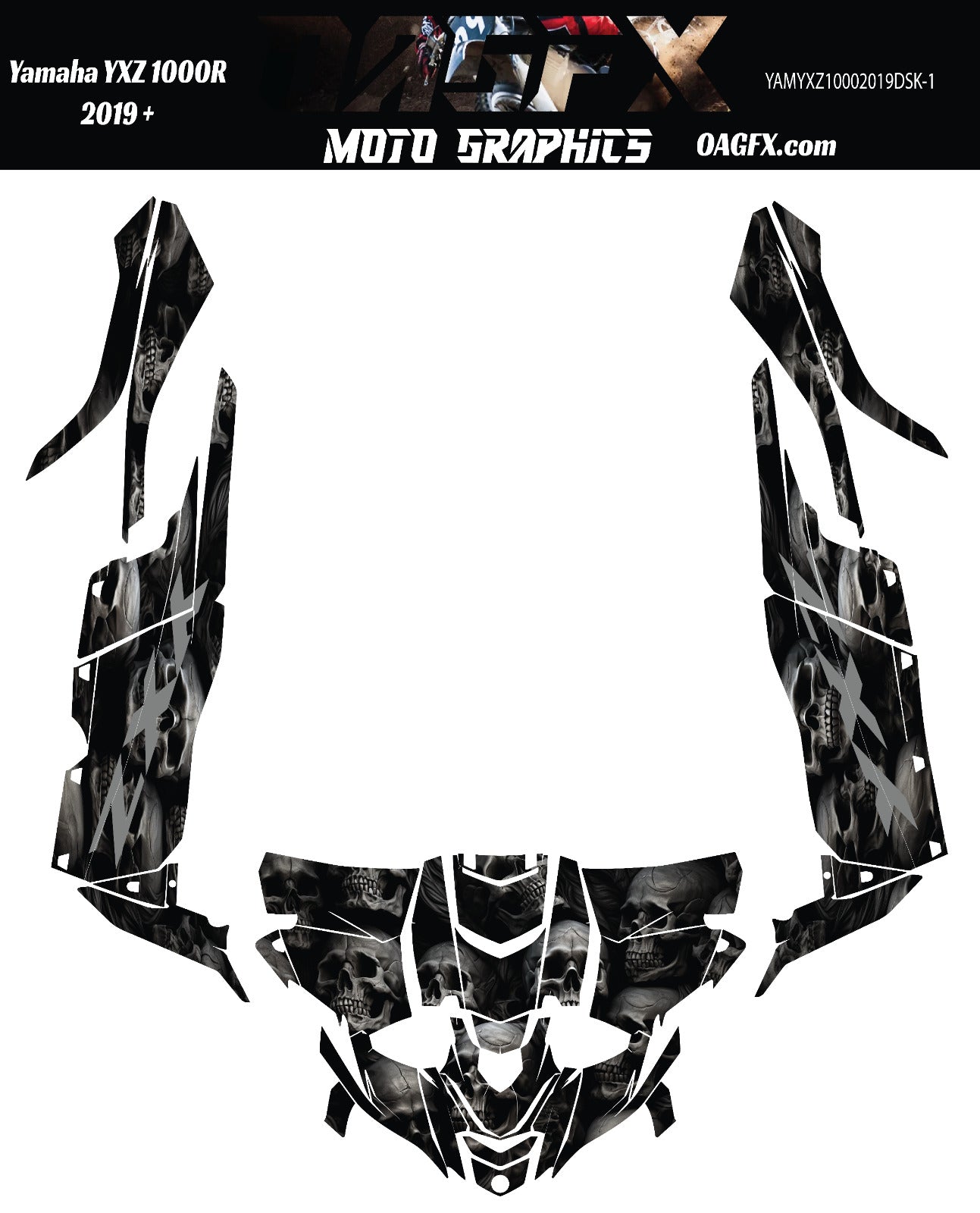 2019 + OAGFX Yamaha YXZ 1000 Graphics Kit DSK-1 Skulls