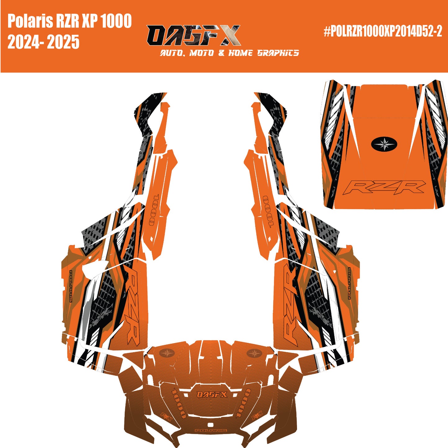 2024-2025 Polaris RZR XP 1000 Graphics Kit D52-2 Orange OAGFX