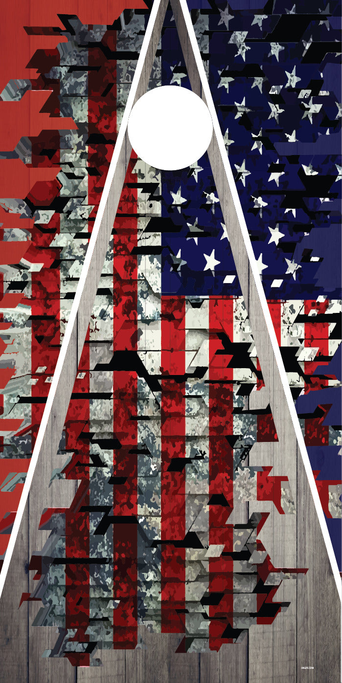 Corn Hole Board Wrap - Distressed American Flag Cornhole Skin Set