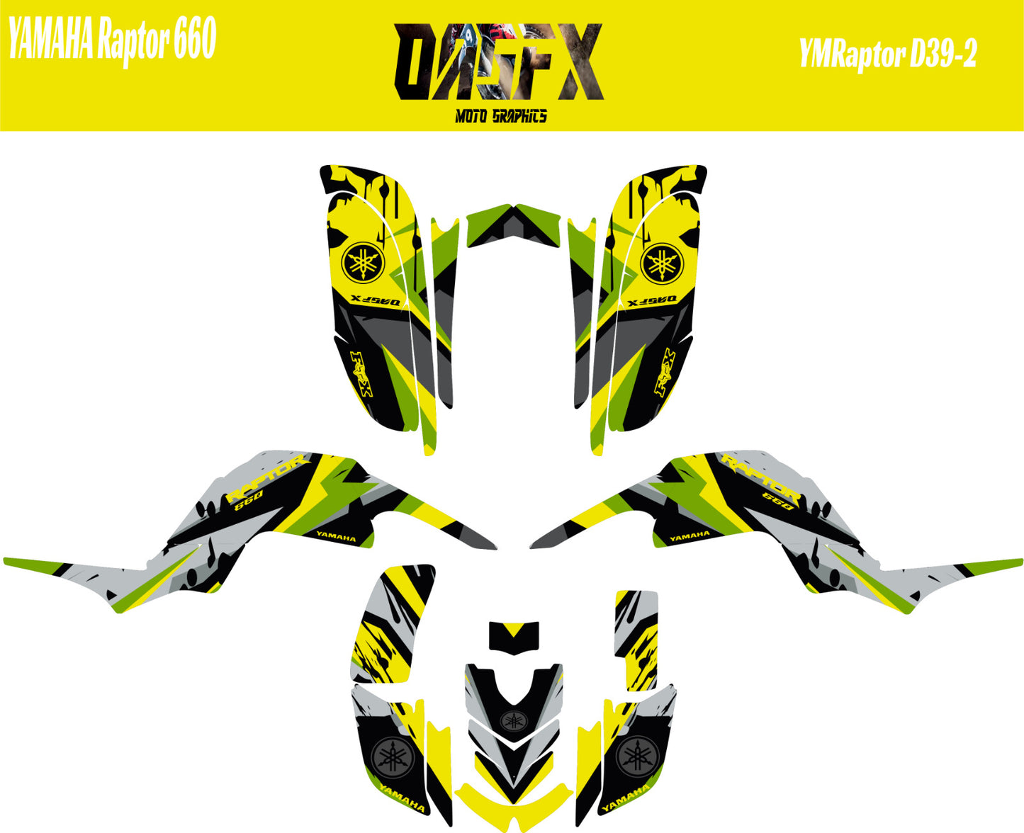 OAGFX Yamaha Raptor 660 Graphics Kit D39-2 Yellow