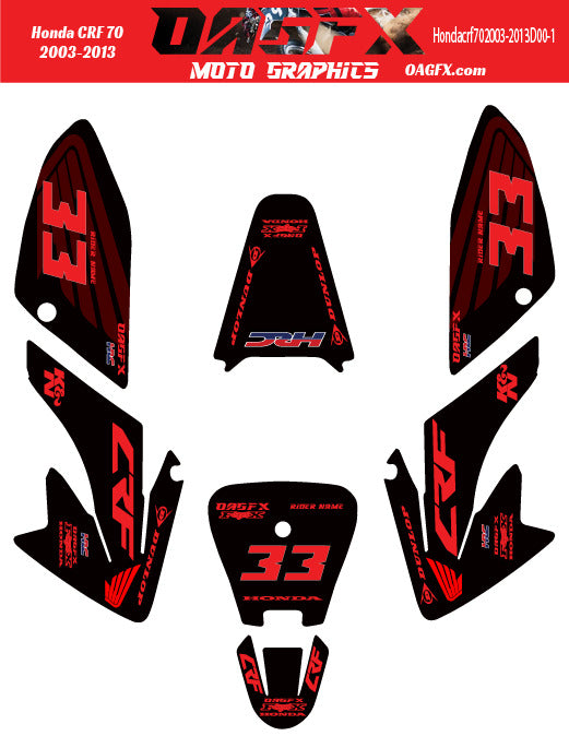 2003-2013 Honda CRF70 Graphics Kit - Pro Ed D00-1 CRF 70