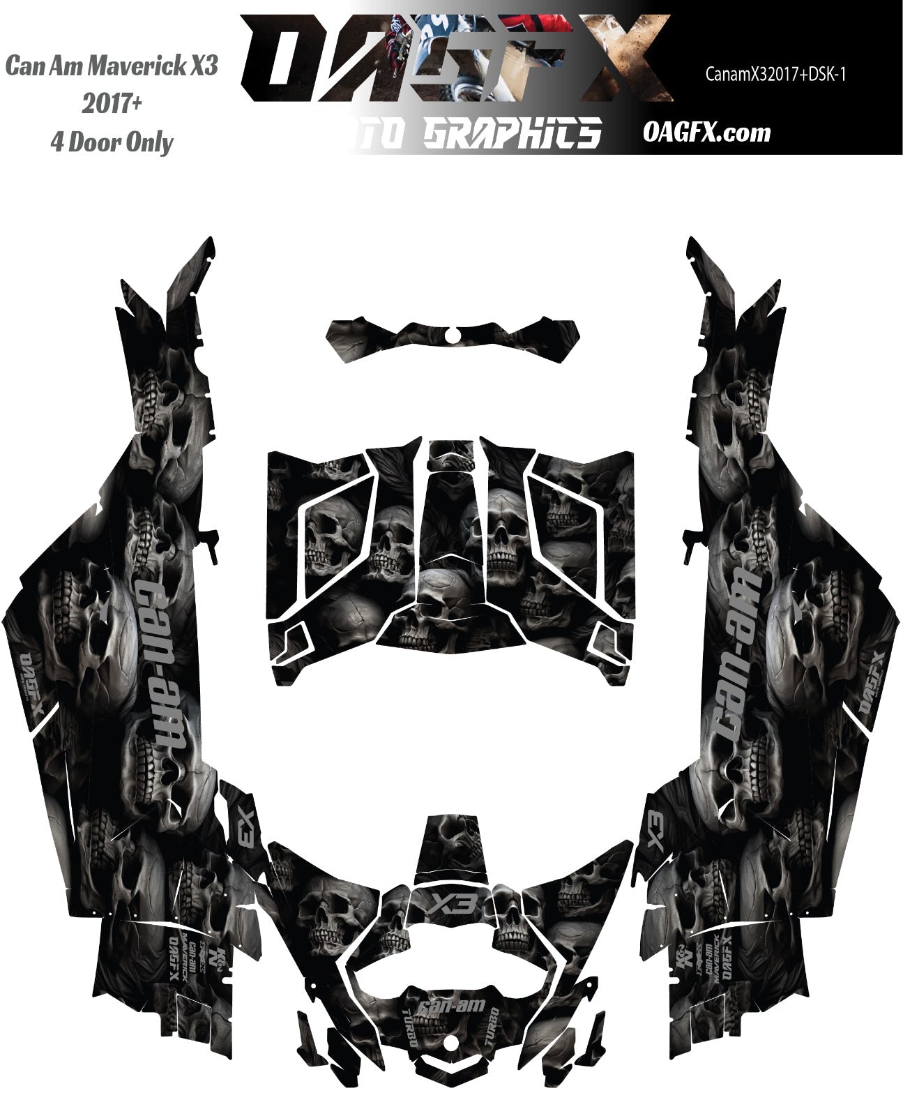 2017-2024 Can Am X3 Maverick Graphics Kit  Pro Edition DSK-1 Dark Skulls