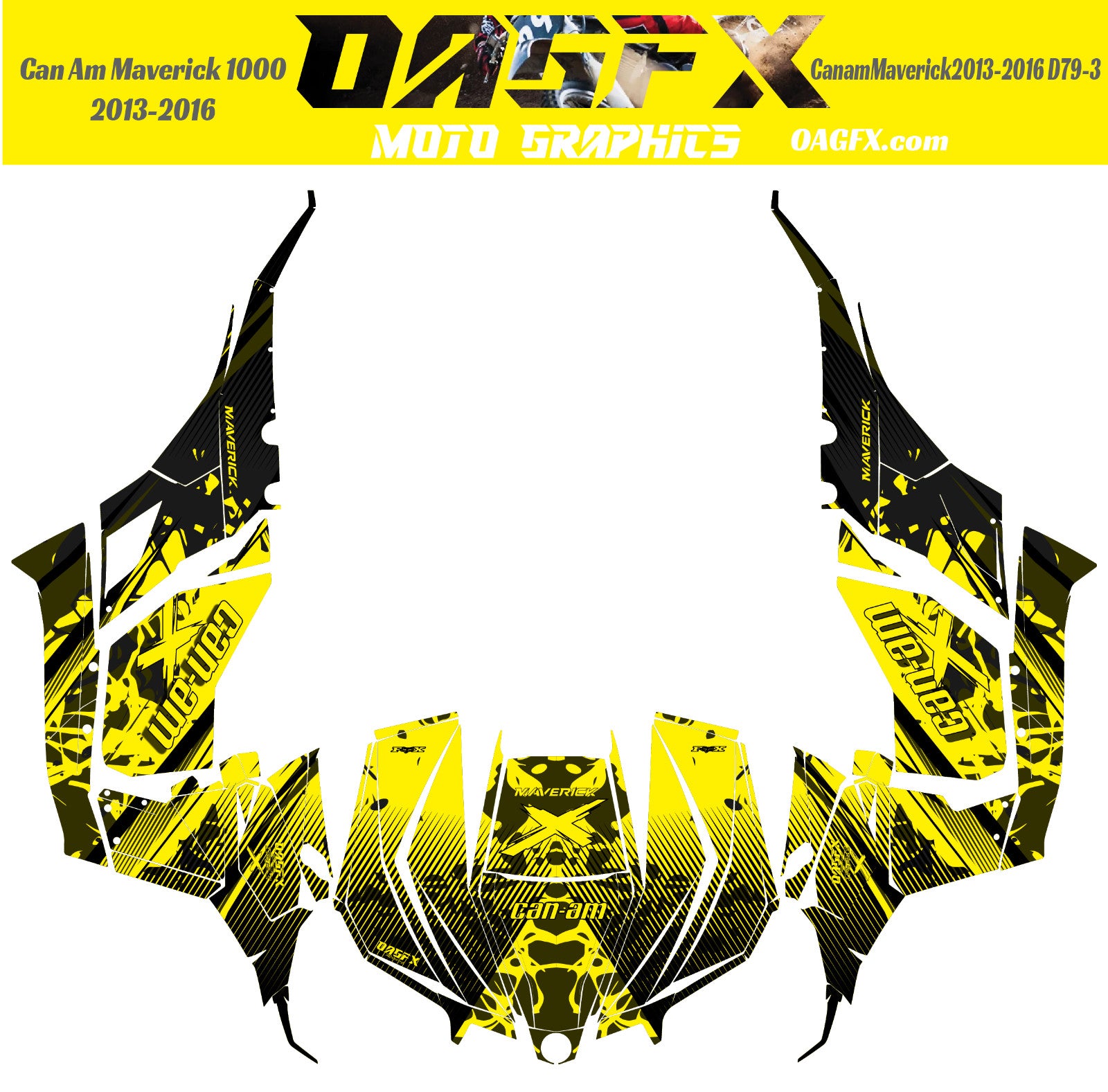 2013-2016 Can Am Maverick 1000 R  OAGFX Racing Graphics Kit  D79-3 Yellow